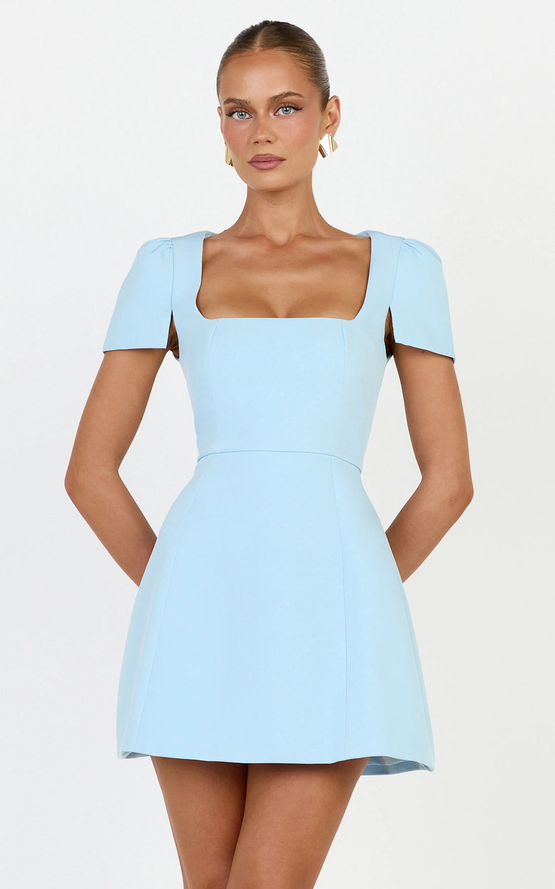 Zinnia Mini Dress - Square Neck Tulip Dress in Pink