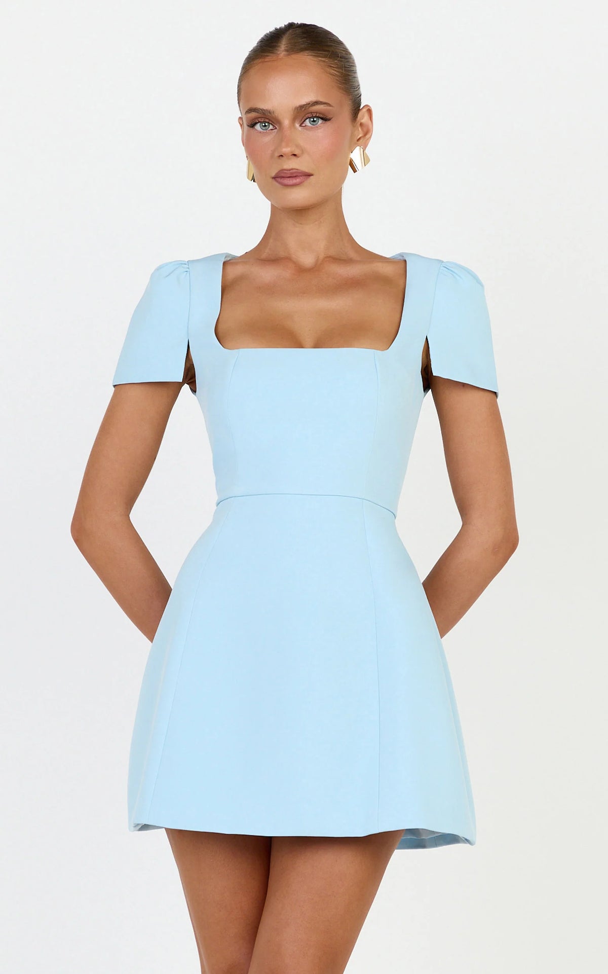 Zinnia Mini Dress - Square Neck Tulip Dress in Pink