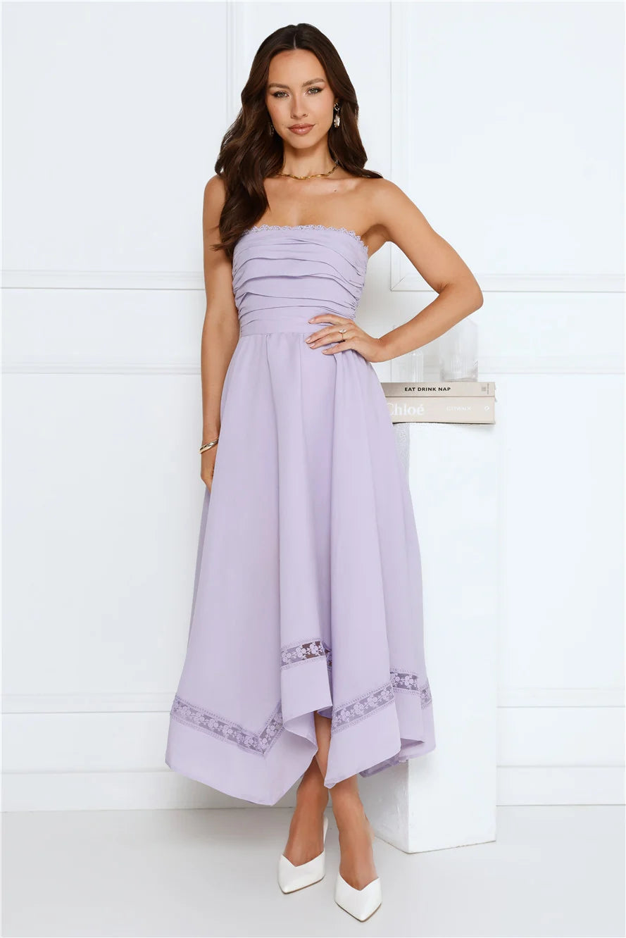 Visit The Moon Strapless Midi Dress Yellow