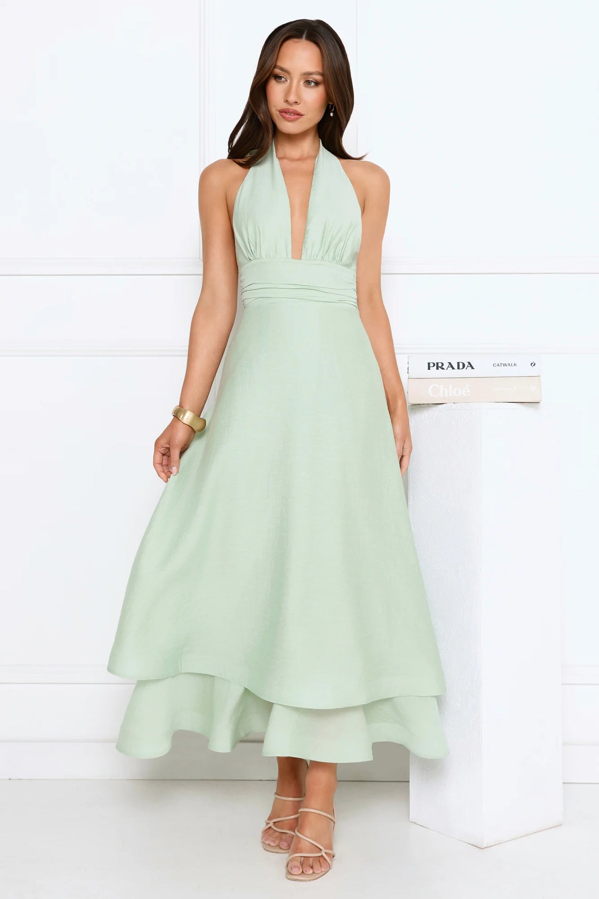 Opal Glow Halter Maxi Dress Blue