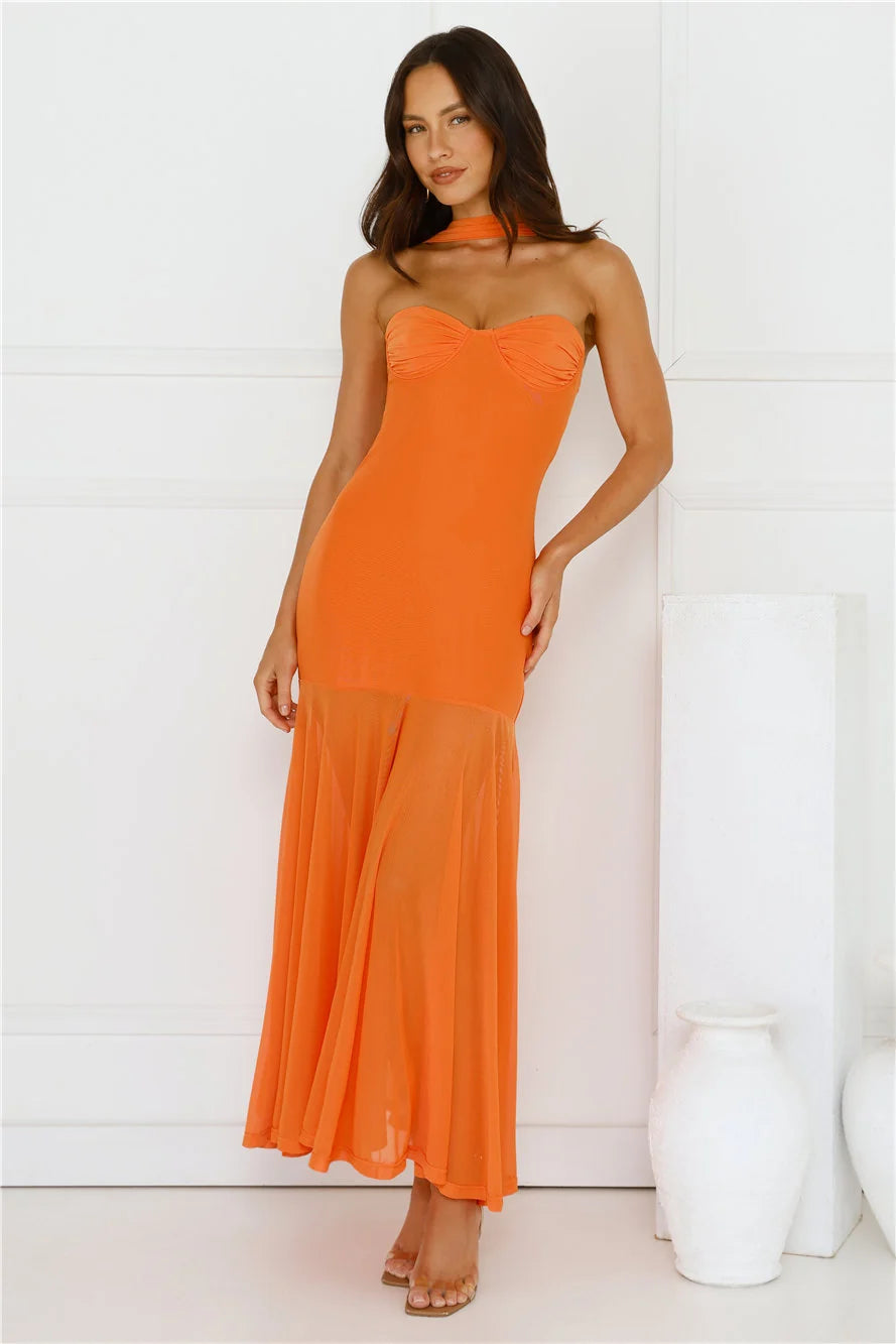 Serene Sway Strapless Maxi Dress Red