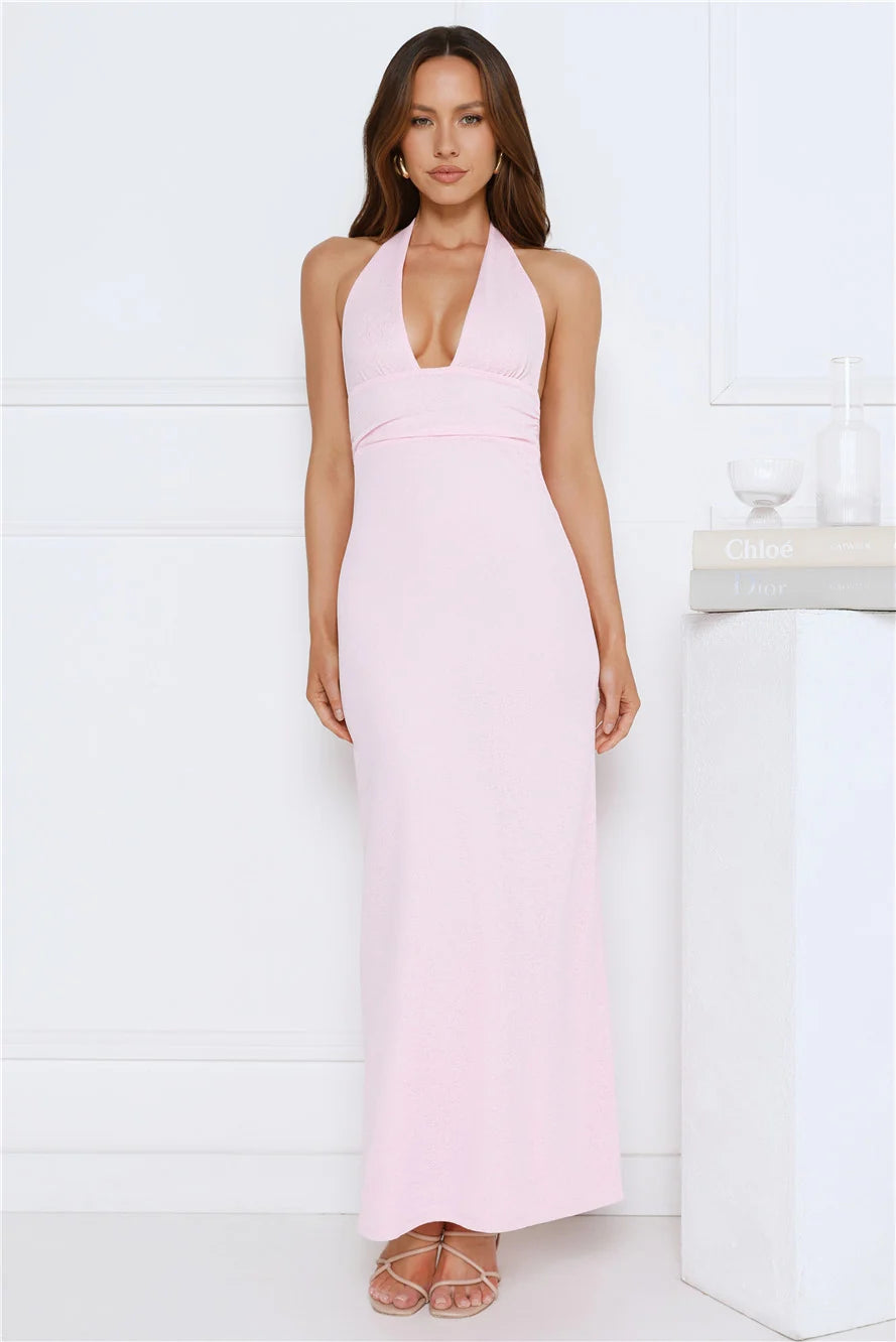 Palm Avenue Halter Maxi Dress Pink