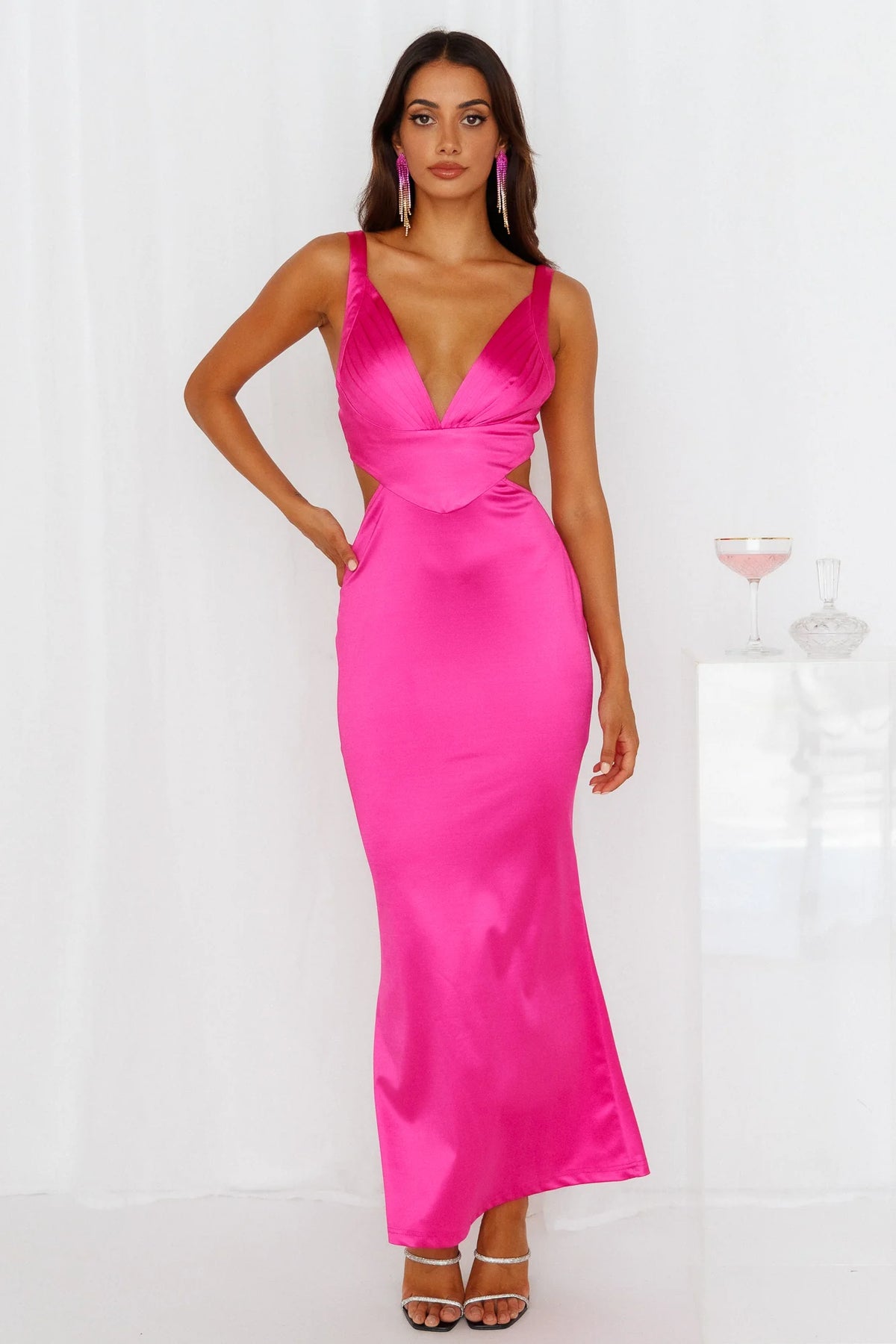 Sunset Views Satin Midi Dress Brown