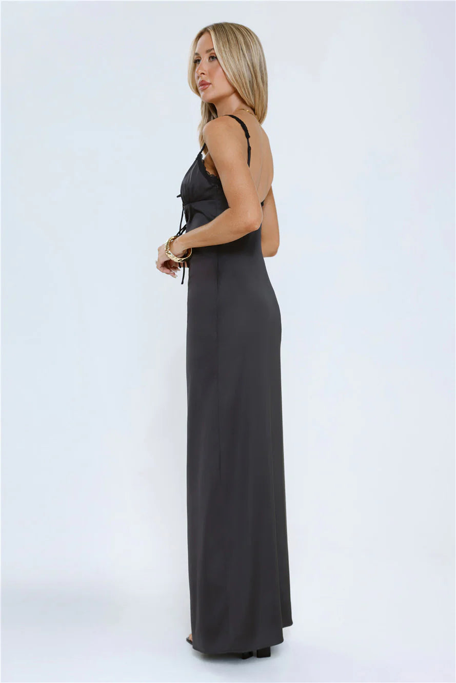 The Midnight Edit Satin Maxi Dress Black