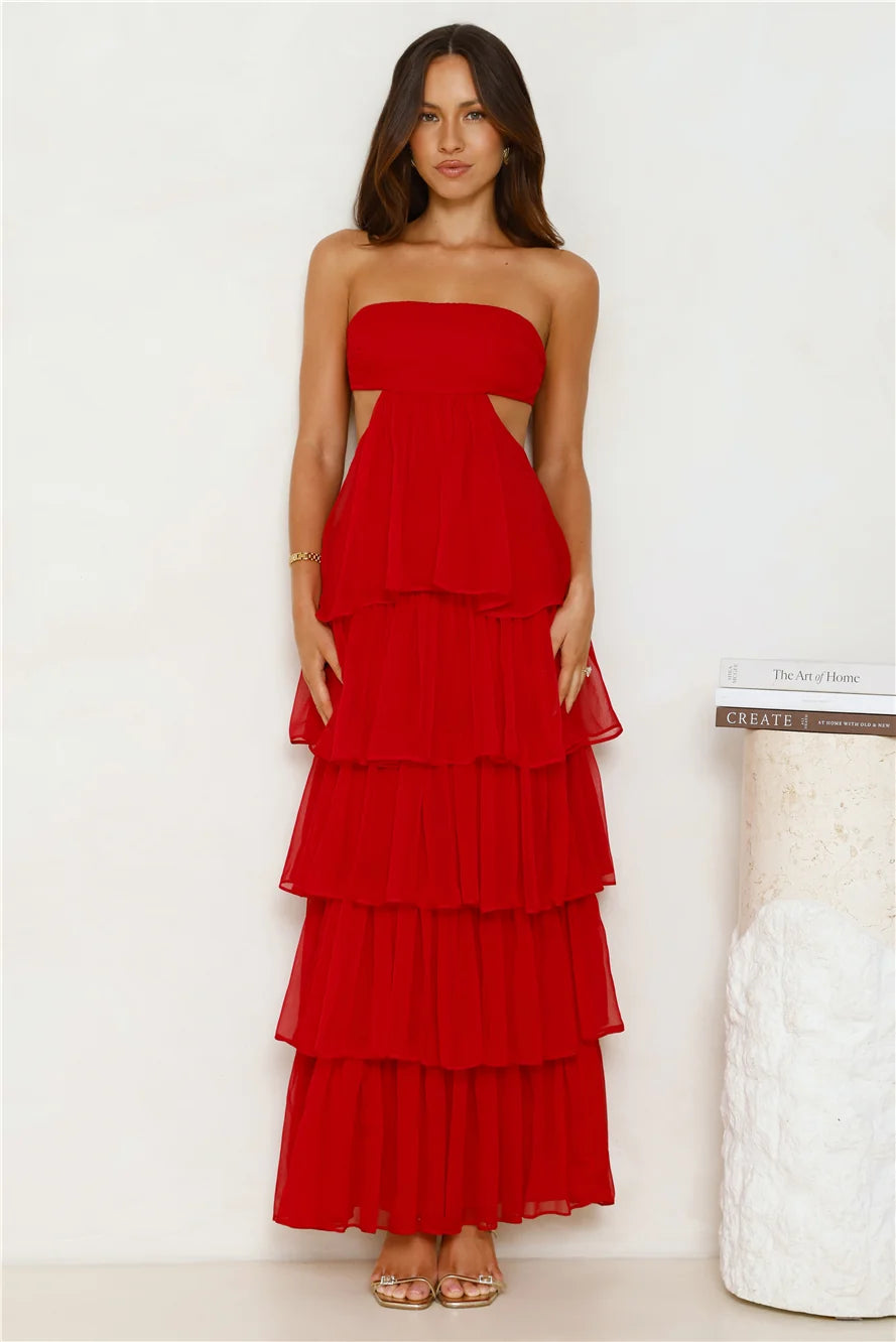 Luxe Mode Strapless Maxi Dress Pink