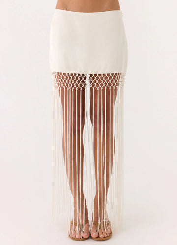 Mania Tassel Mini Skirt - Ivory