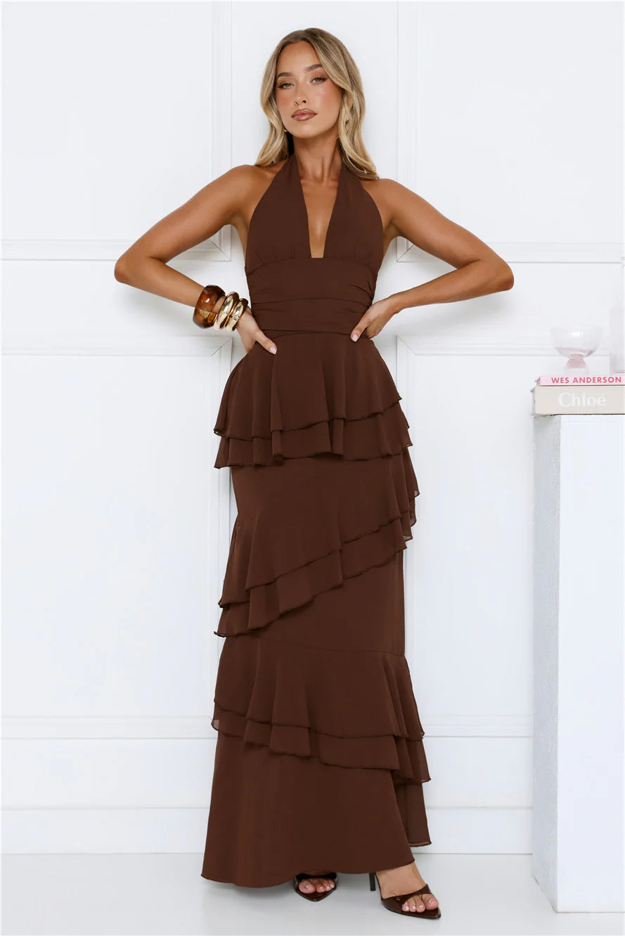 Power Glow Halter Maxi Dress Lilac