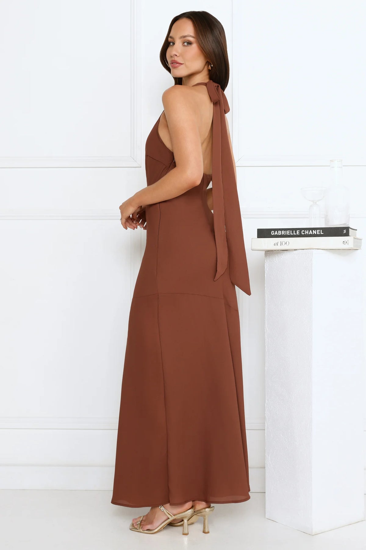 Polished Edge Halter Maxi Dress Blue