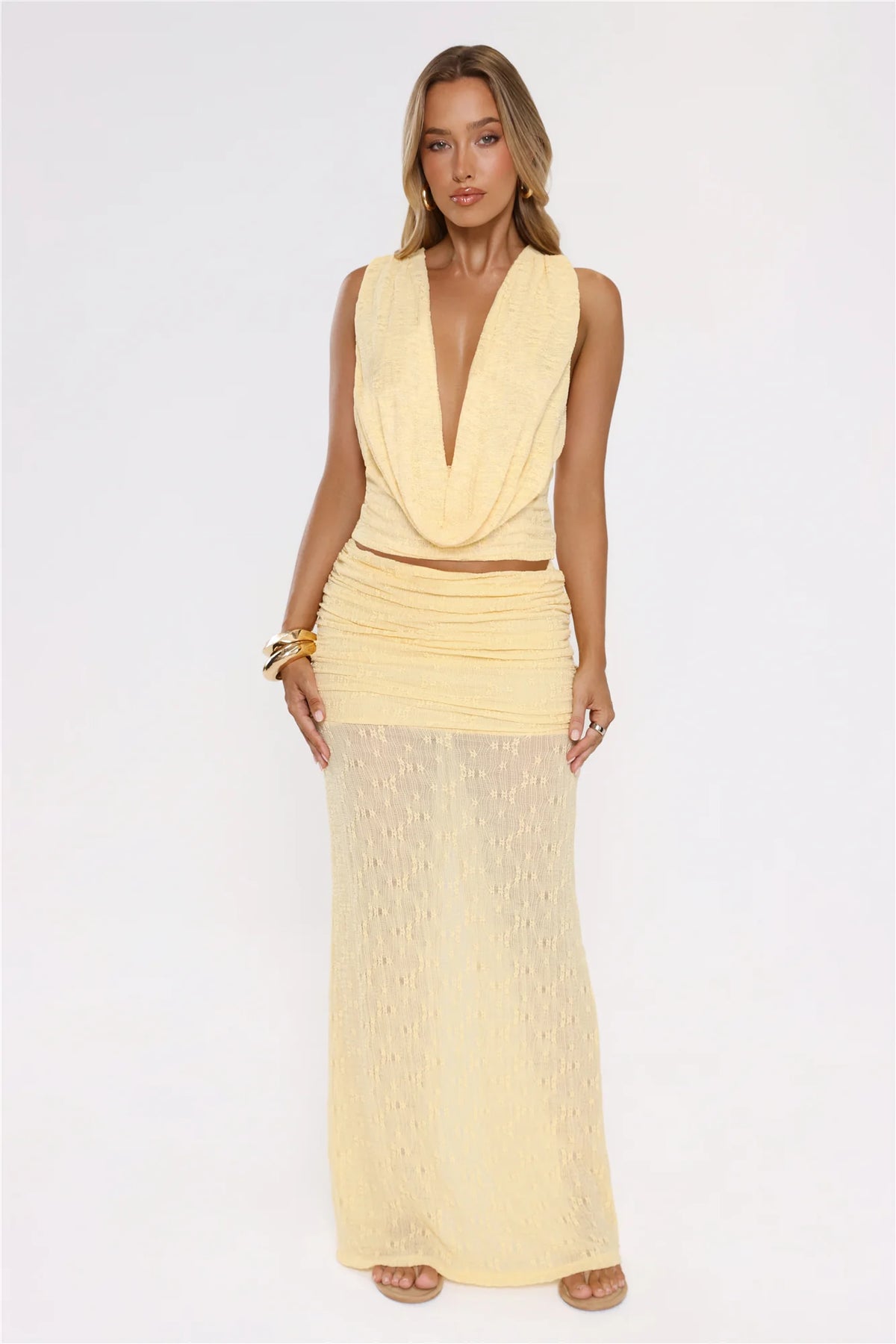 Hola Chica Knit Maxi Skirt Olive