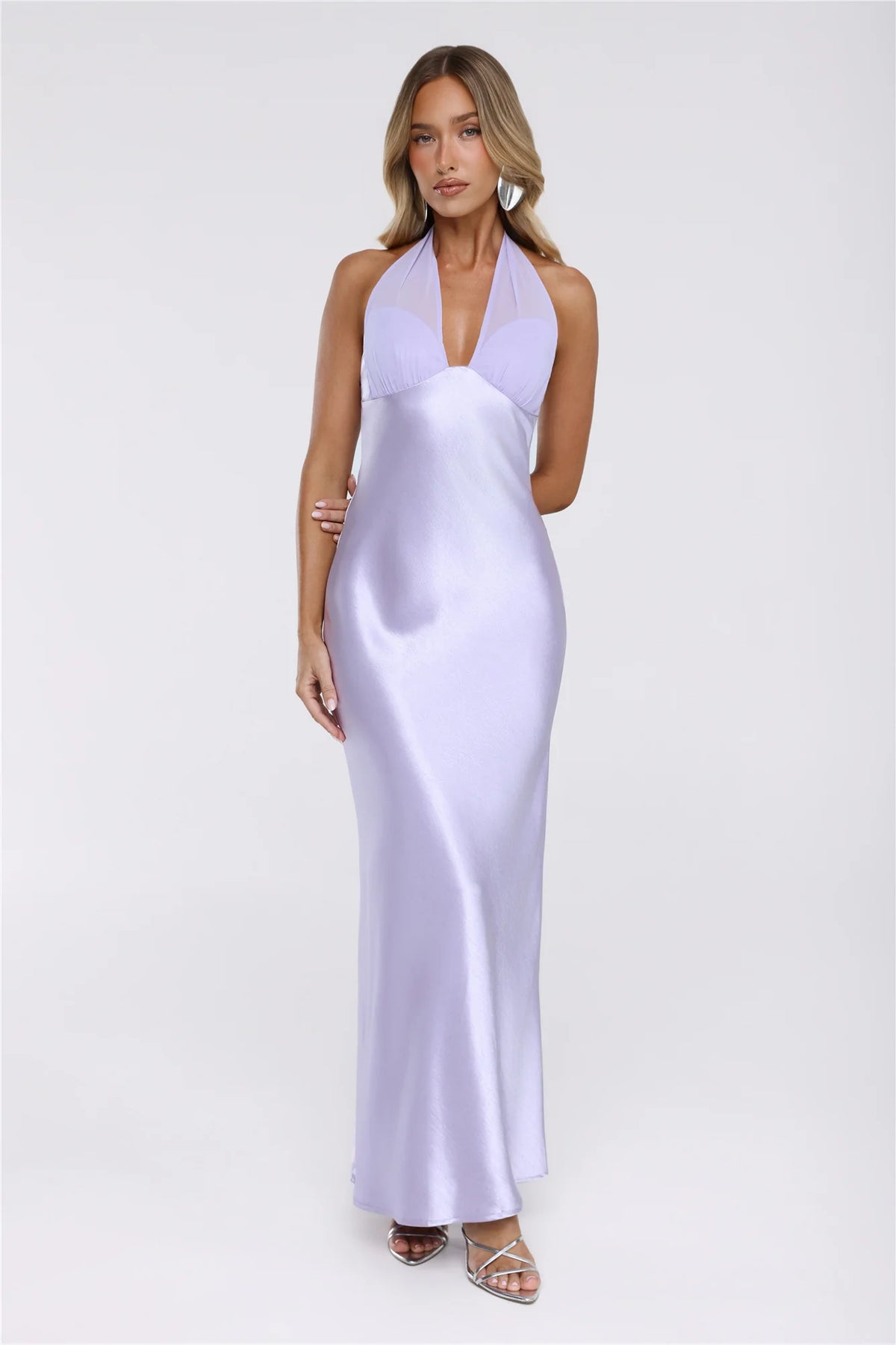 Luxe Satin Halter Neck Maxi Dress Red