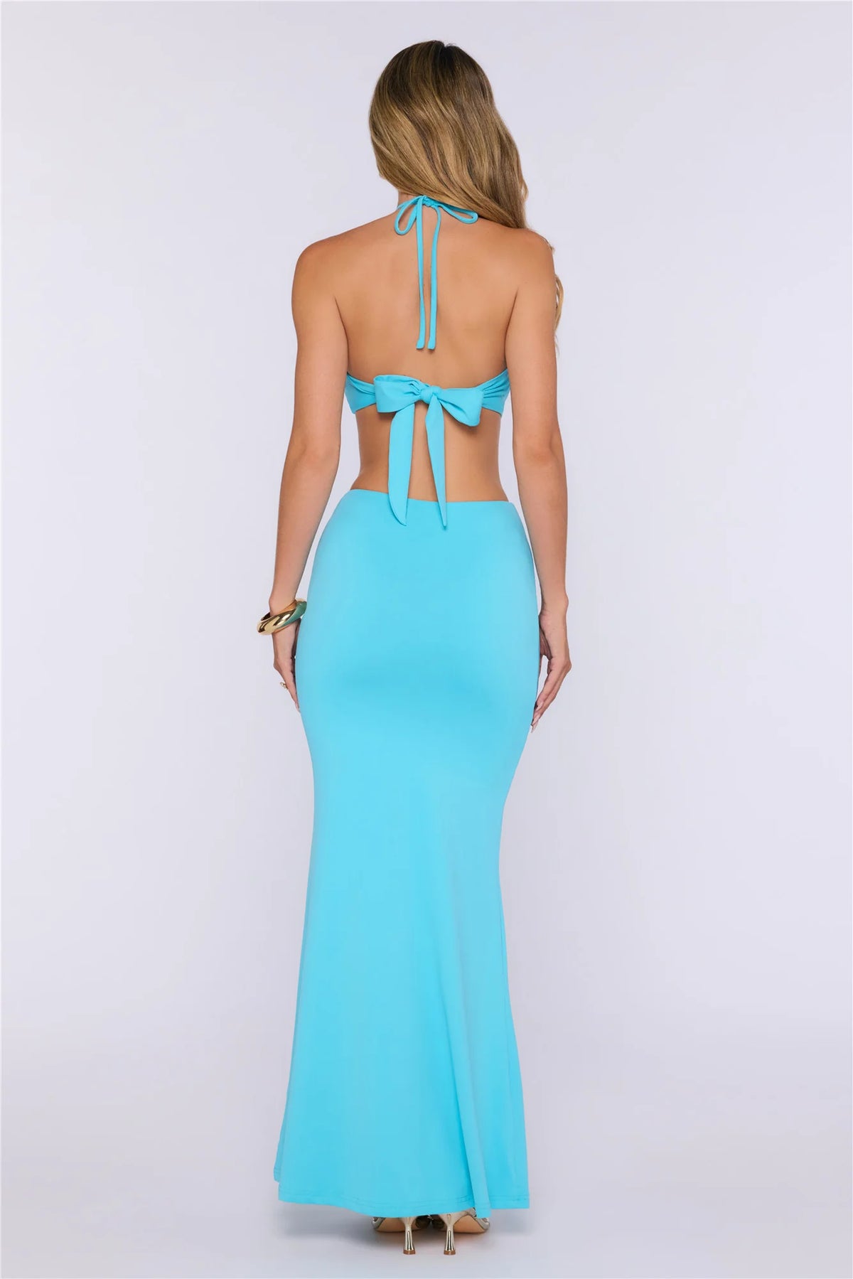 Salt Air Soirée Halter Maxi Dress Black