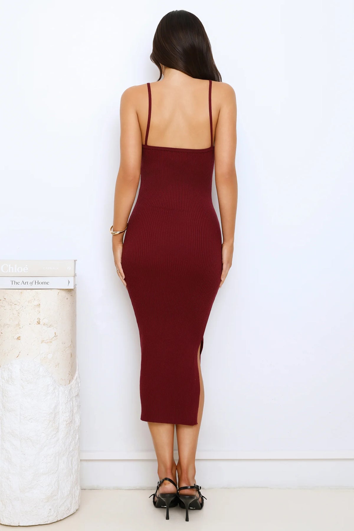 Simply Polished Ribbed Midi Dress Black