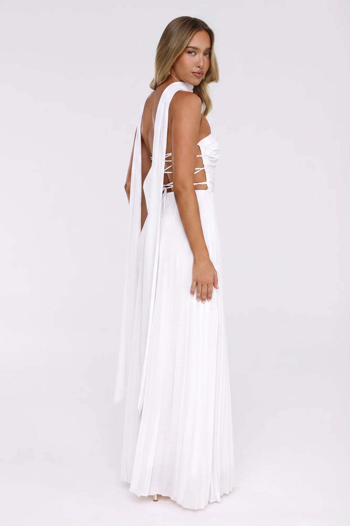 Sugar Babe Strapless Pleated Maxi Dress Blue