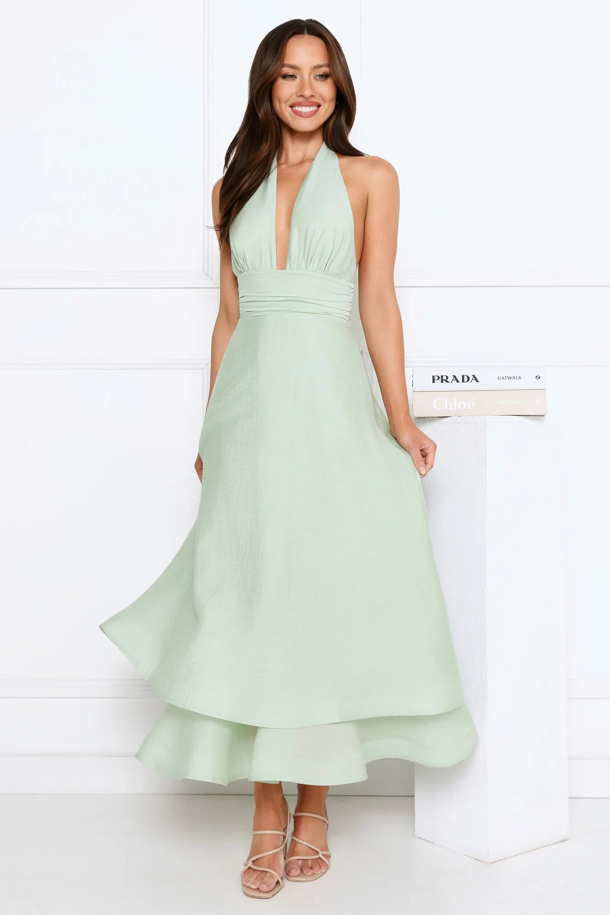 Opal Glow Halter Maxi Dress Blue