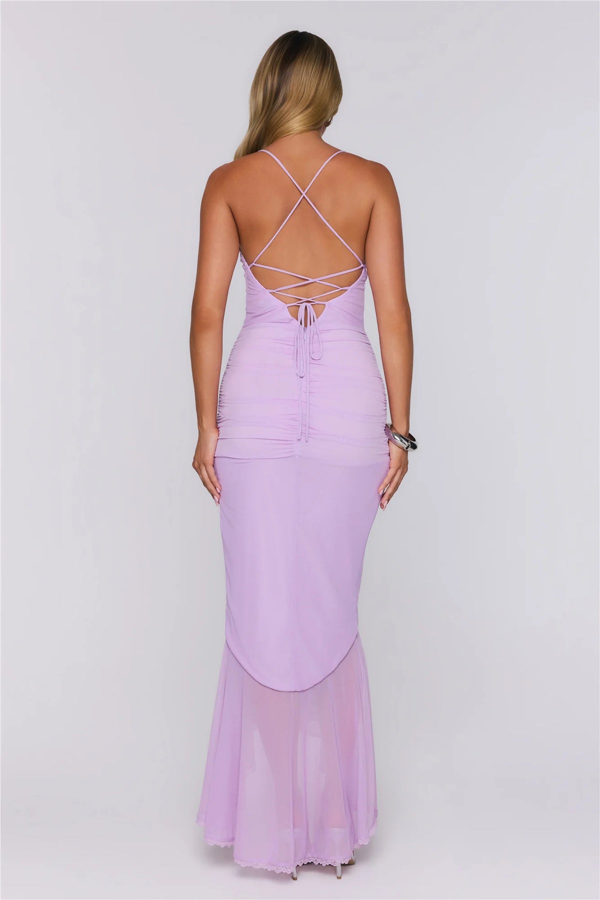 Dream Petal Path Mesh Maxi Dress Pink