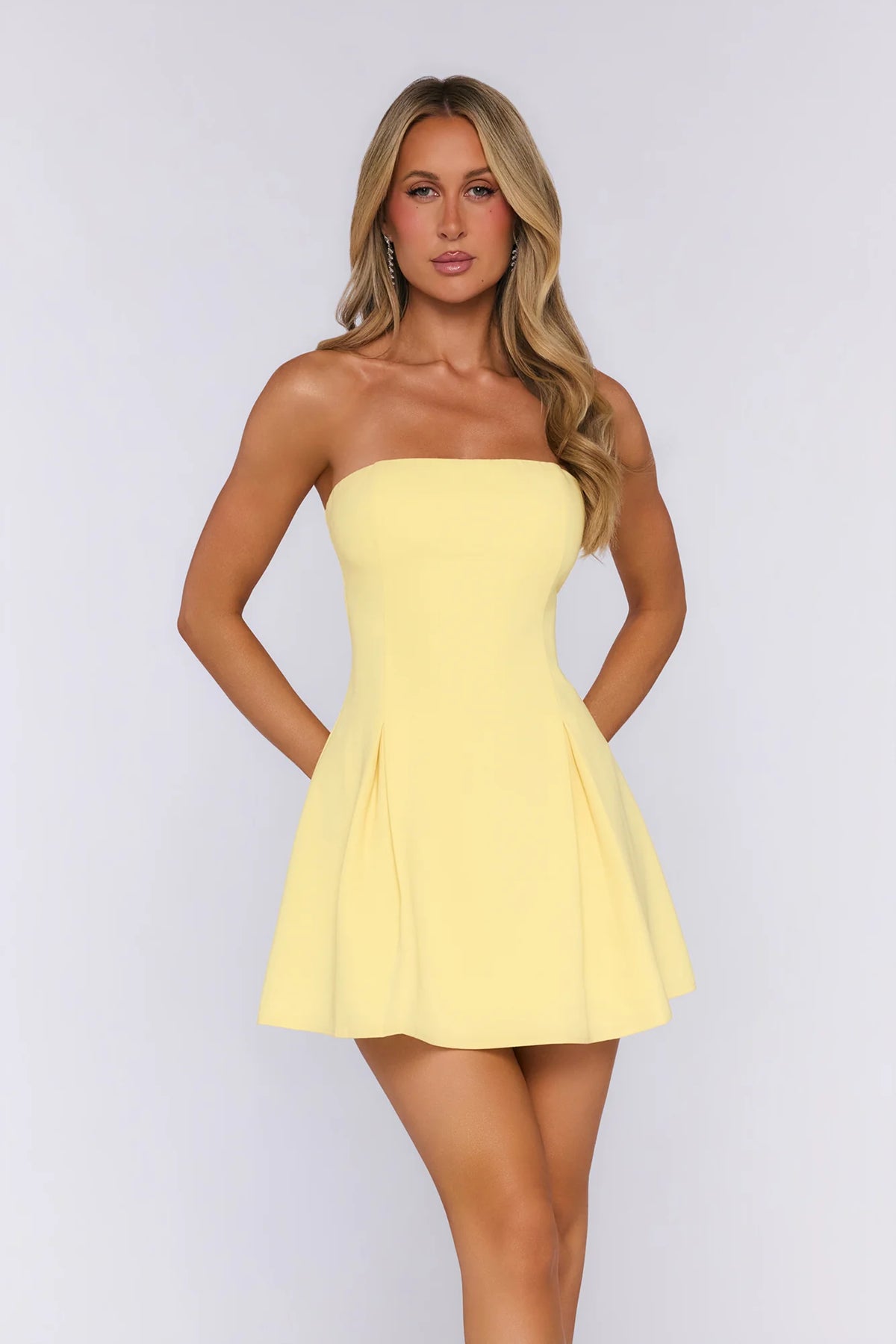 Softly Elevated Strapless Mini Dress White