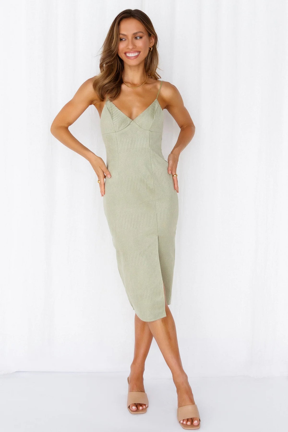 Special Day Midi Dress Dusty Blue