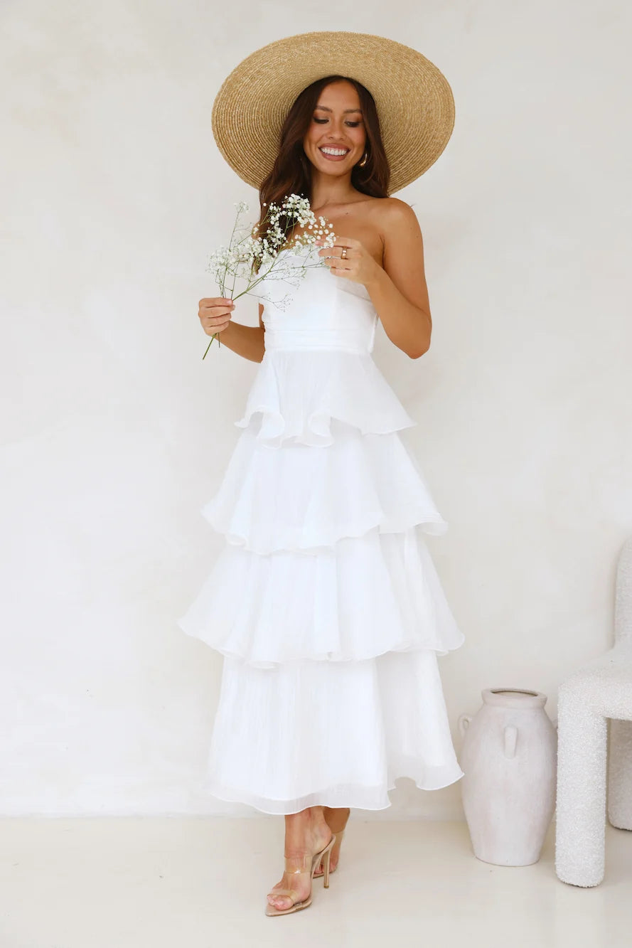 Wedding Adventure Strapless Maxi Dress Yellow