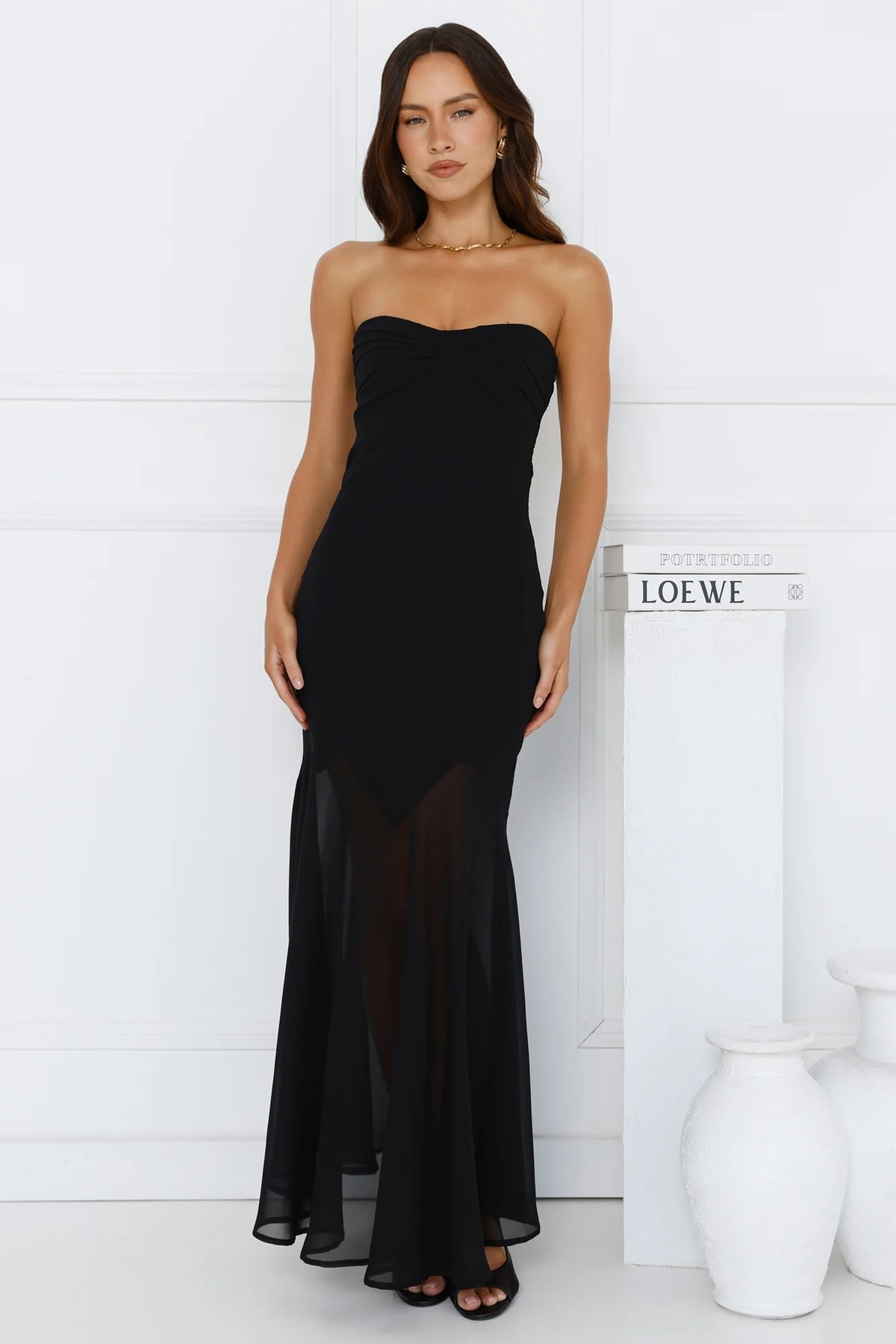 Luxe Leisure Strapless Maxi Dress Red