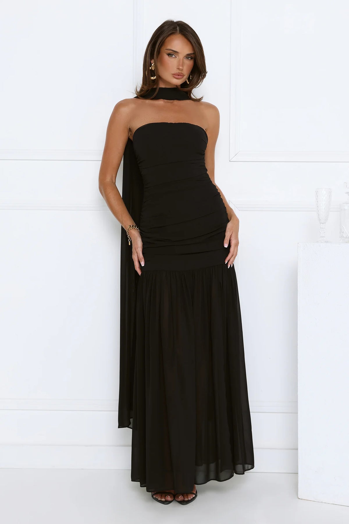 Soirée Glow Strapless Maxi Dress Pink