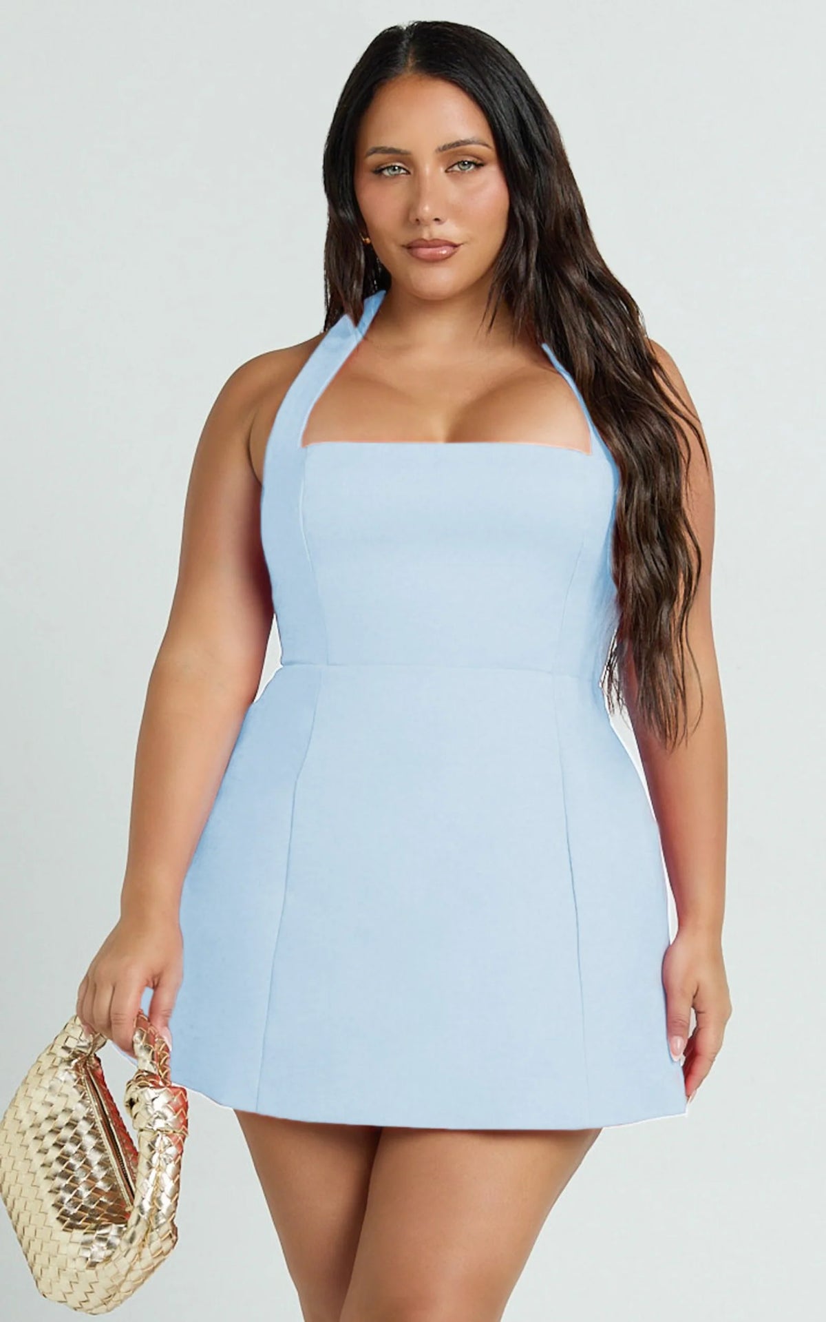Dante Mini Dress - Halter Neck Tie Tulip Skirt Dress in Pink