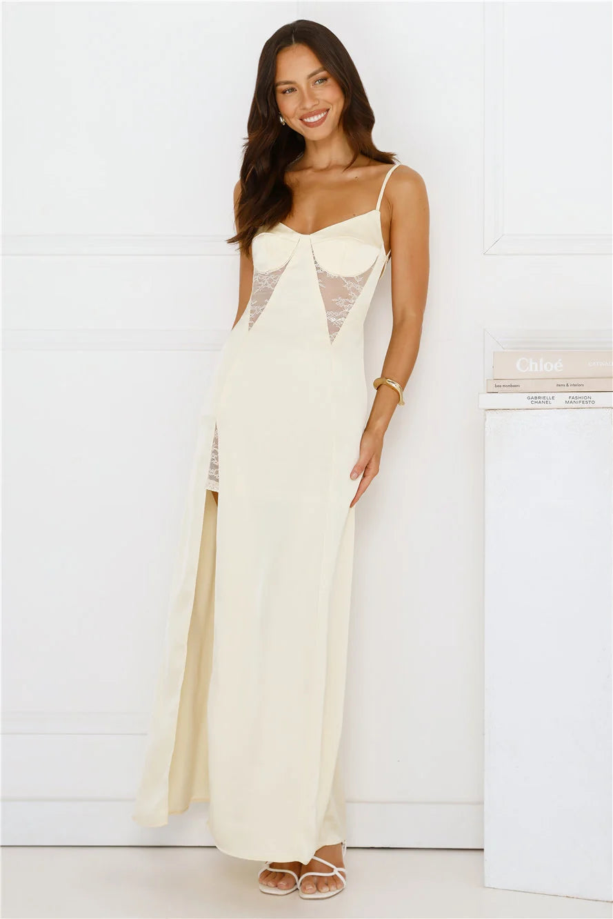 Midnight Heirloom Satin Maxi Dress Blue