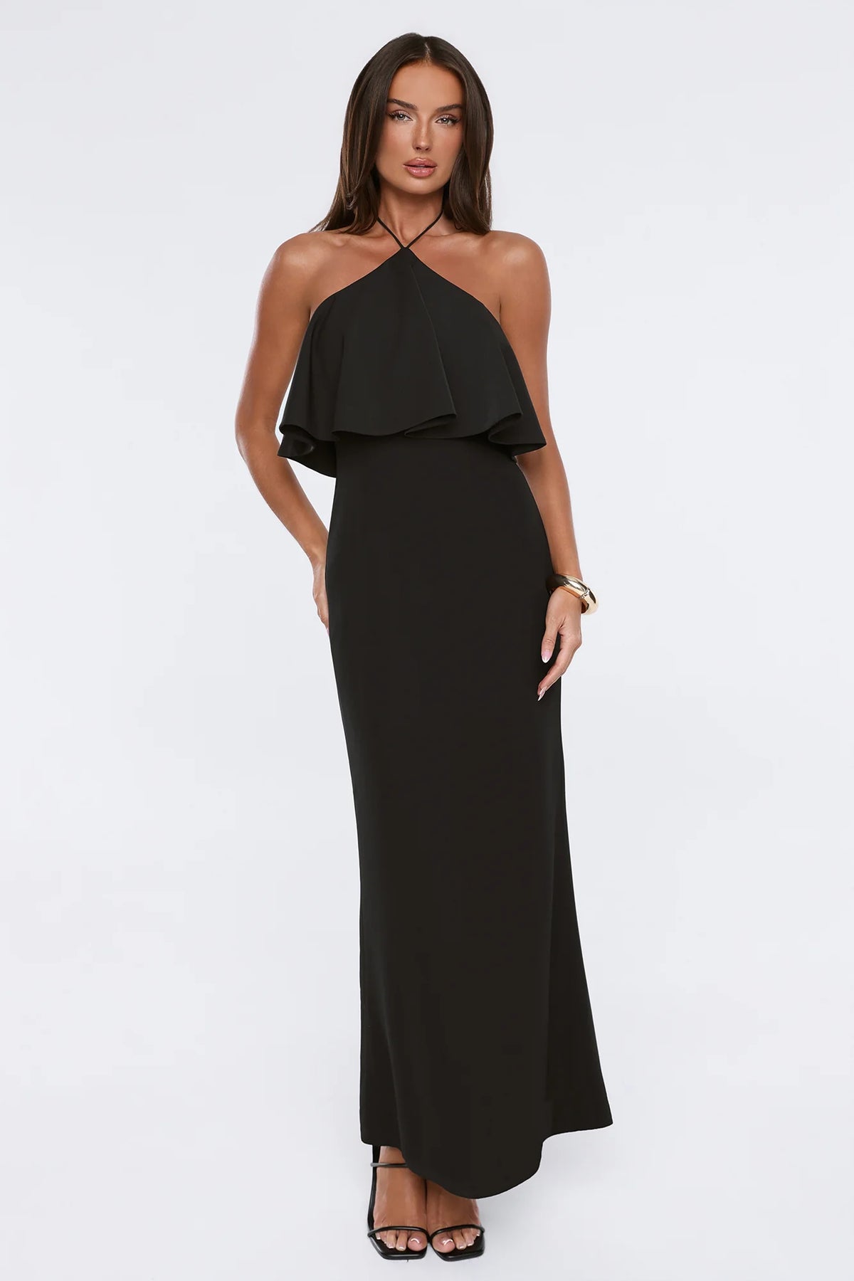 Silken Radiance Halter Maxi Dress Pink