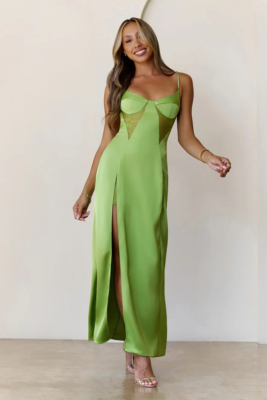 Midnight Heirloom Satin Maxi Dress Blue