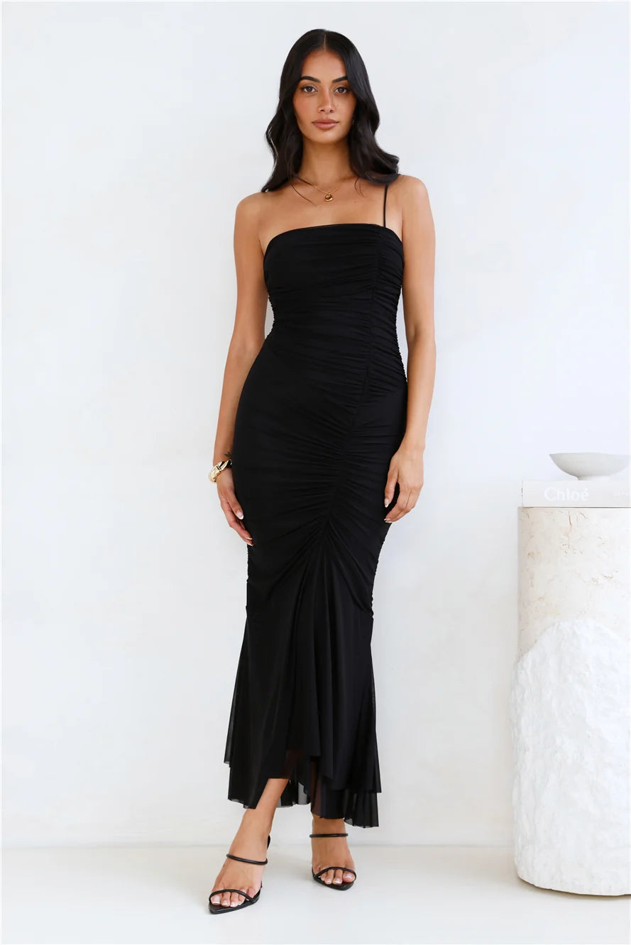 Style Night One Shoulder Mesh Midi Dress Pink