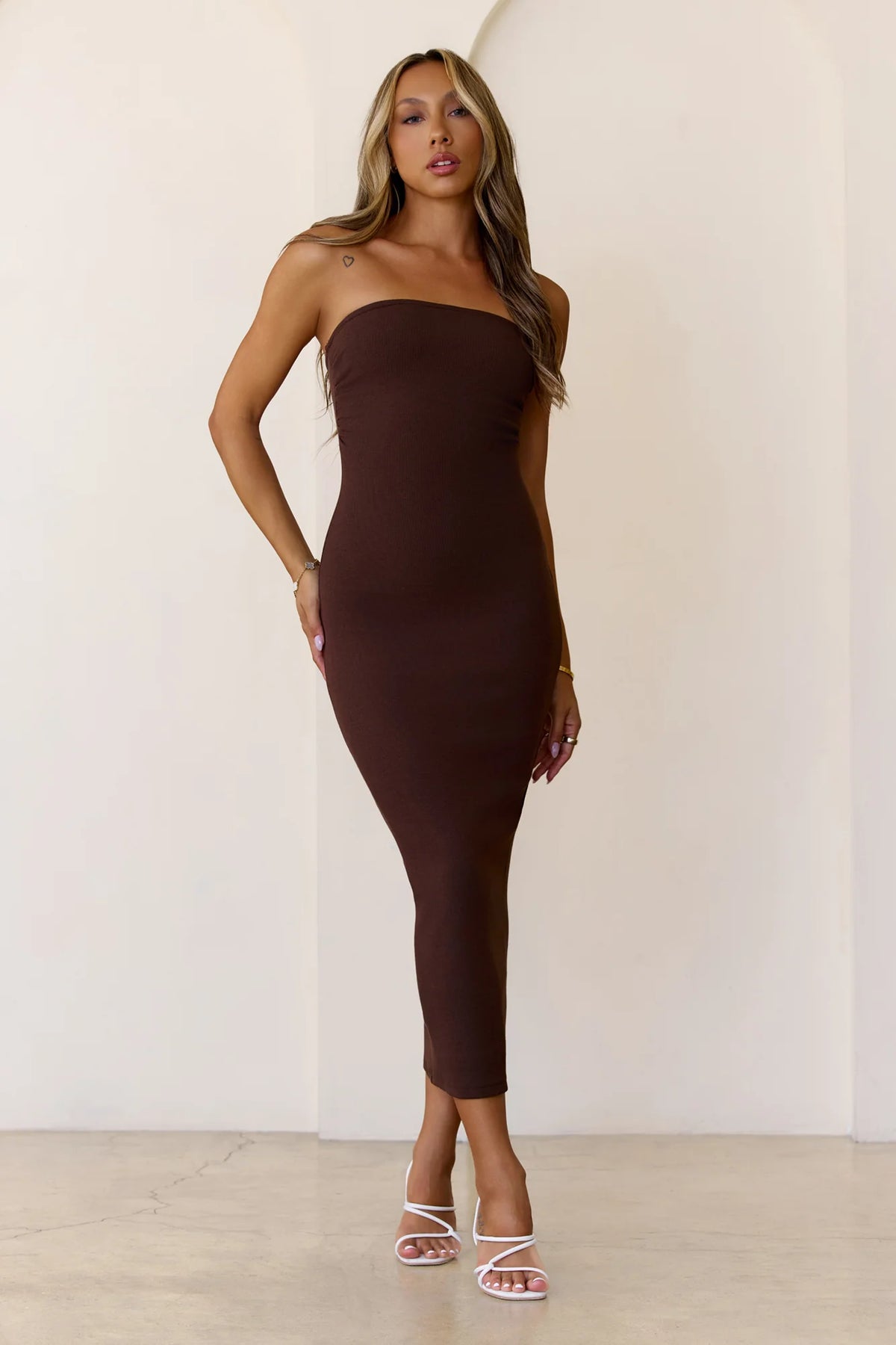 BASE Luxe Rib The Ultimate Strapless Midi Dress Black