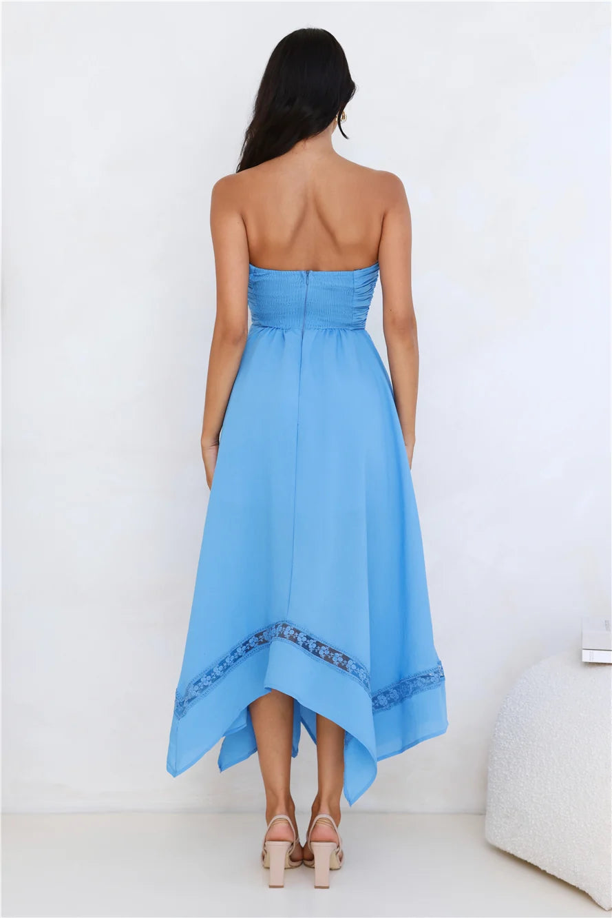 Visit The Moon Strapless Midi Dress Yellow