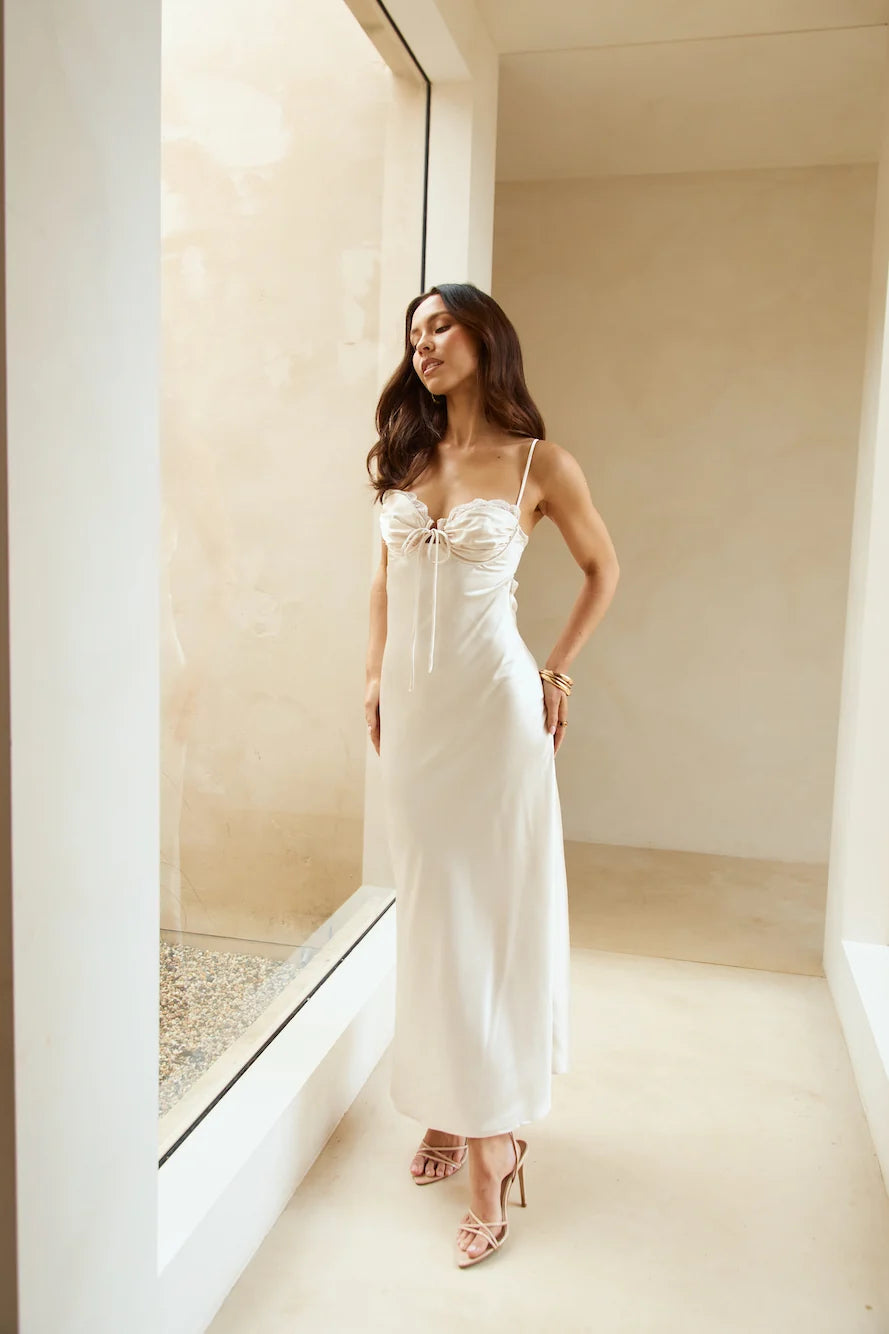 Winery Wedding Satin Maxi Dress Lilac