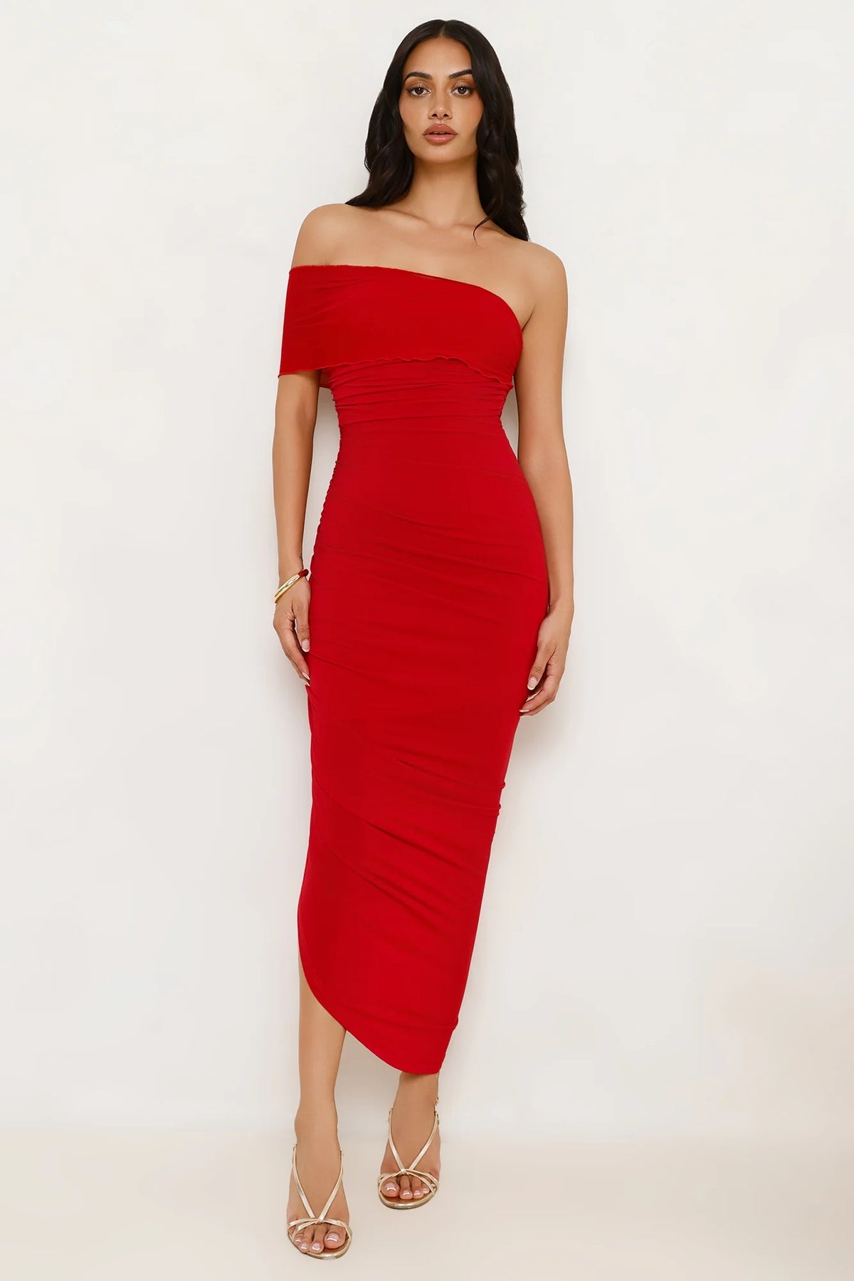 Plum Temptation Off Shoulder Midi Dress Black