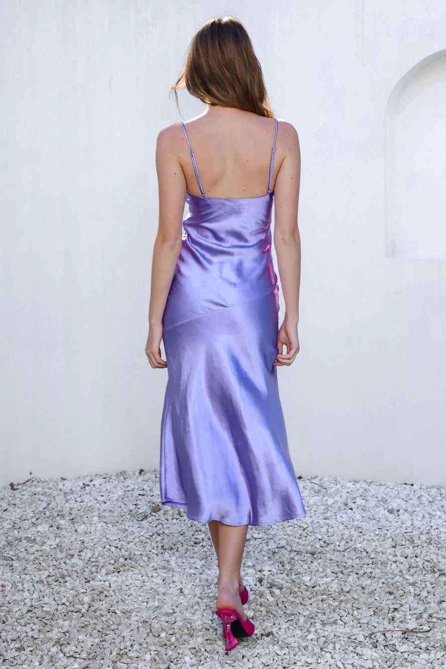 Lychee Martini Satin Midi Dress Forest Green