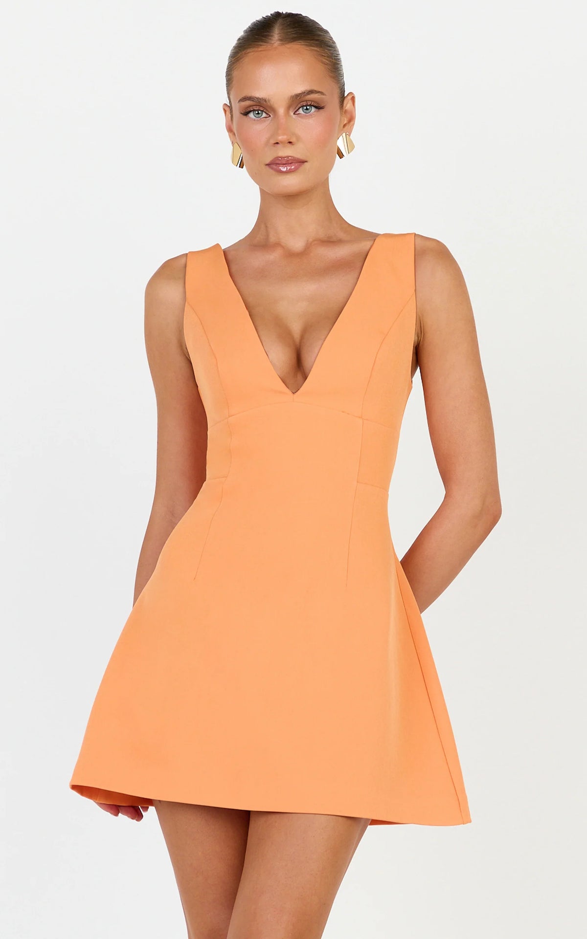 Karissa Mini Dress - V Neck Fit And Flare Dress in Red