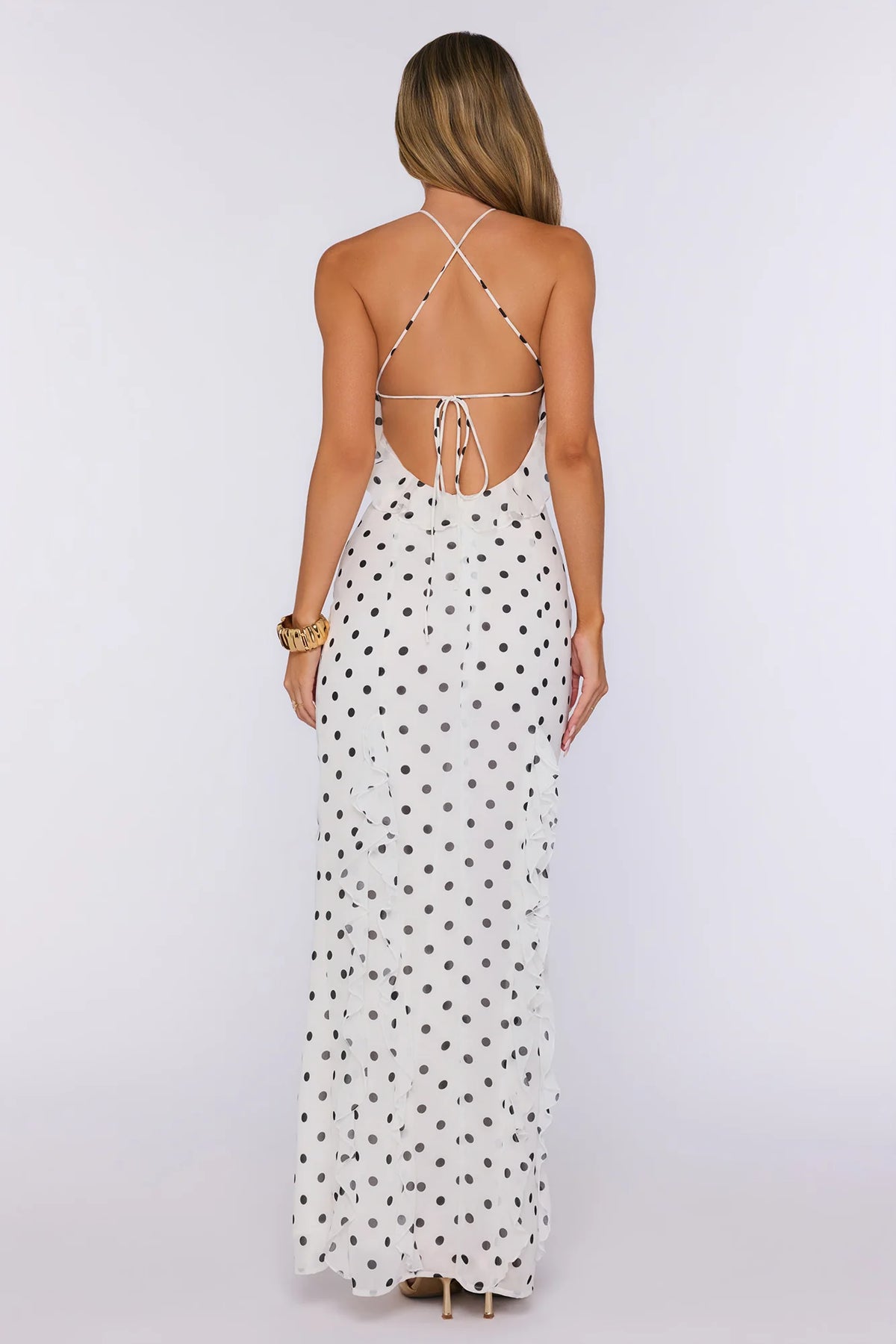 Soft Fame Polka Dot Maxi Dress White