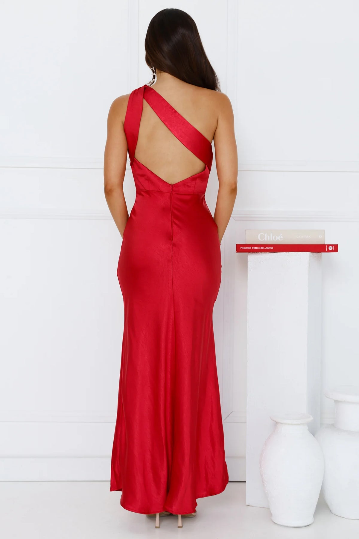 Graceful Elegance One Shoulder Satin Maxi Dress Orange