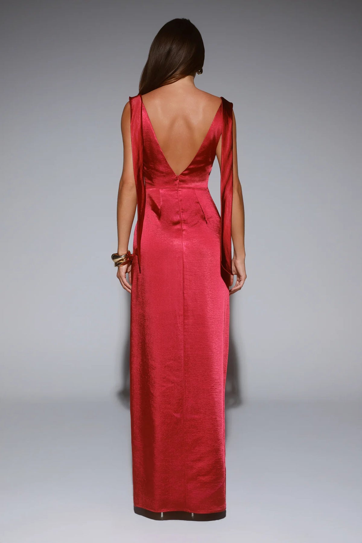 Stylish Slip Satin Maxi Dress Wine