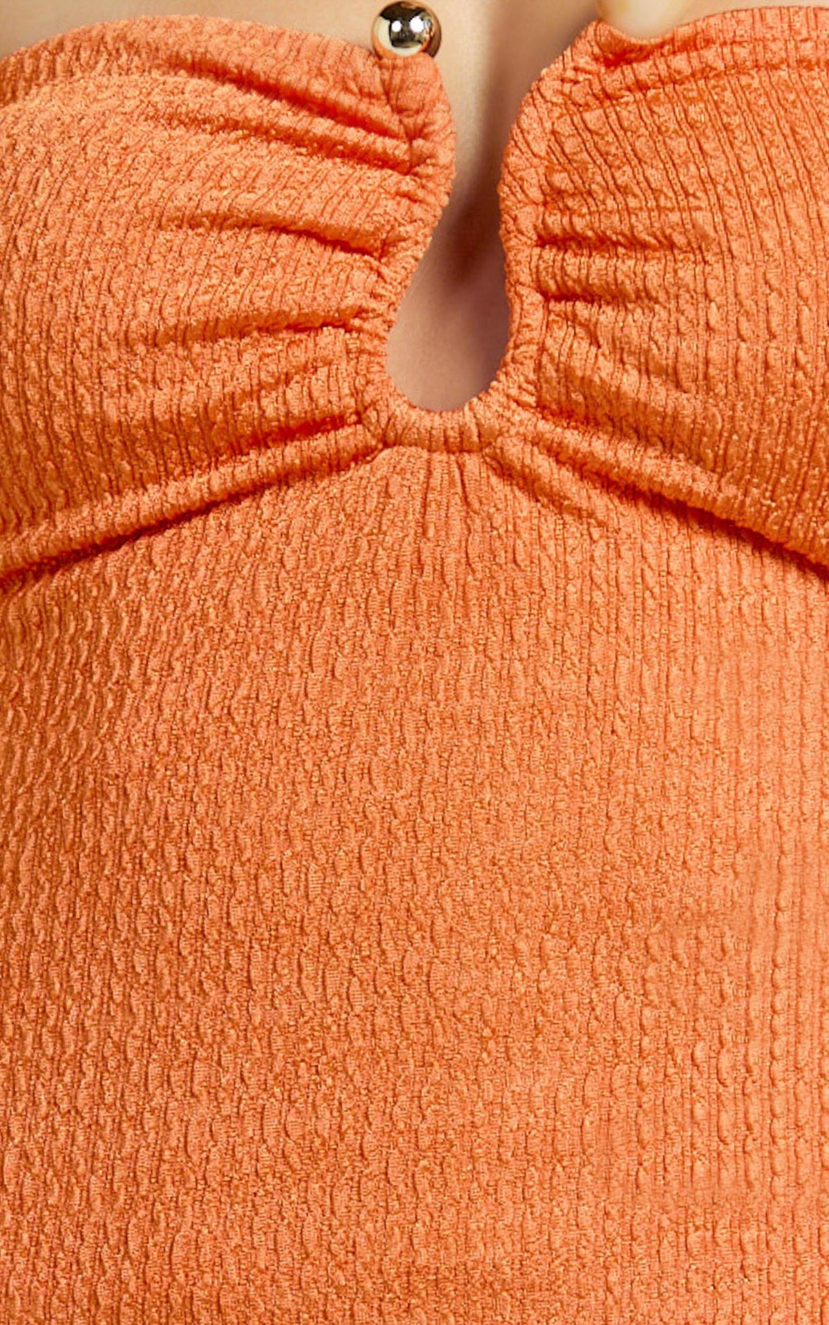 Halle Mini Dress - Strapless Fitted Jersey Hardware Trim Detail Dress in Orange