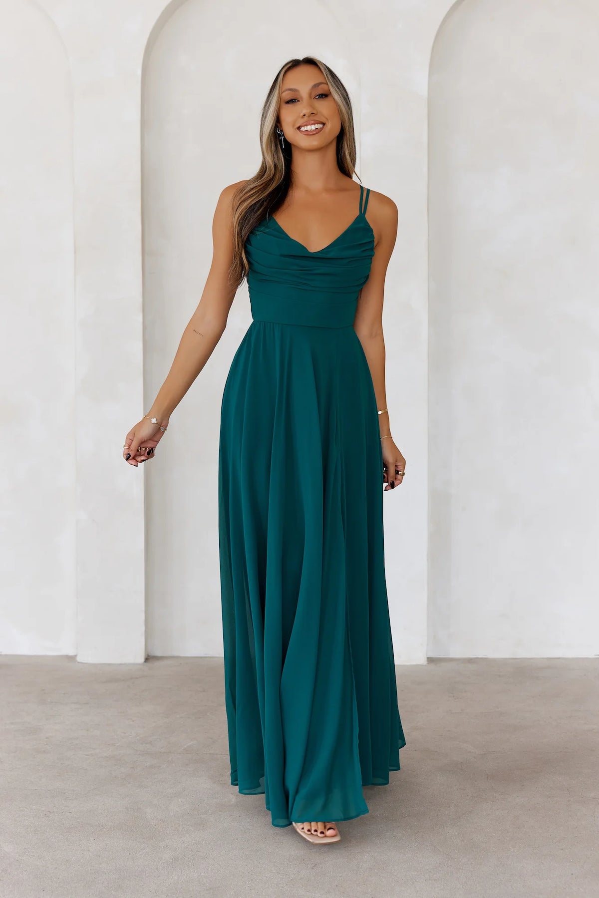 Frosted Bloom Maxi Dress Blue