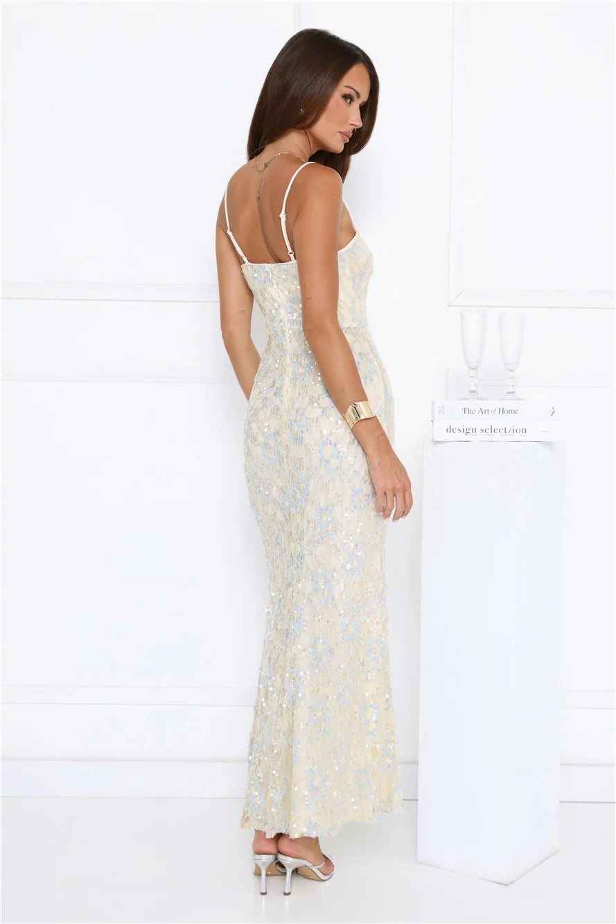 She's Always Right Lace Maxi Dress Yellow