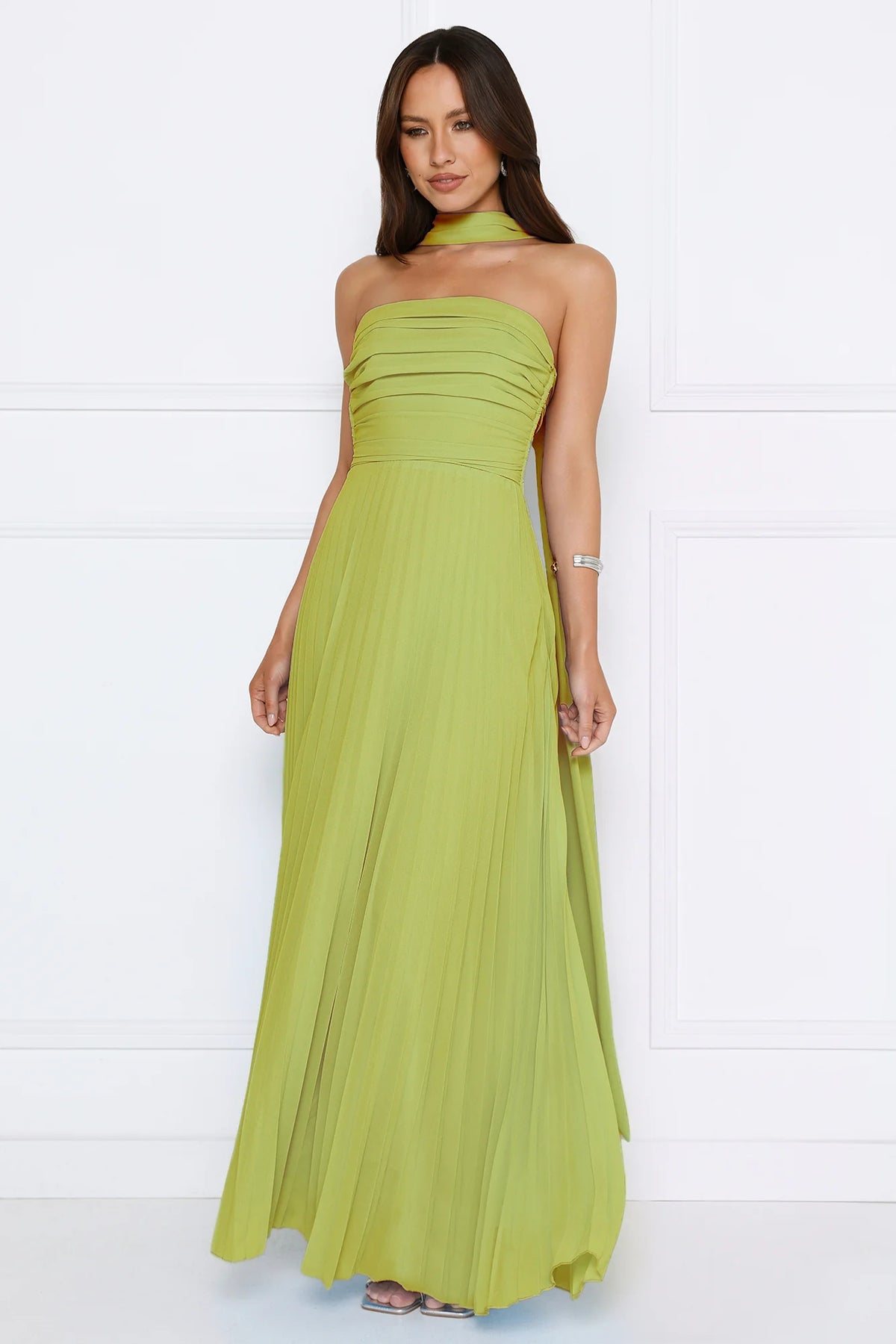 Sugar Babe Strapless Pleated Maxi Dress Blue