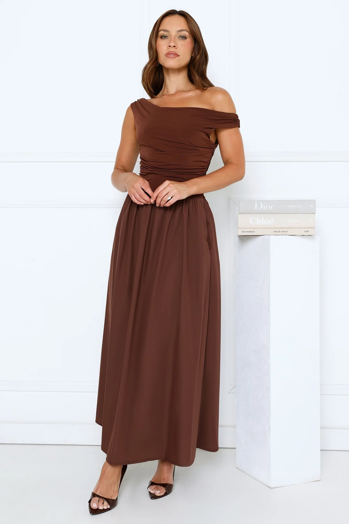 Camellia Charm Off Shoulder Maxi Dress Yellow