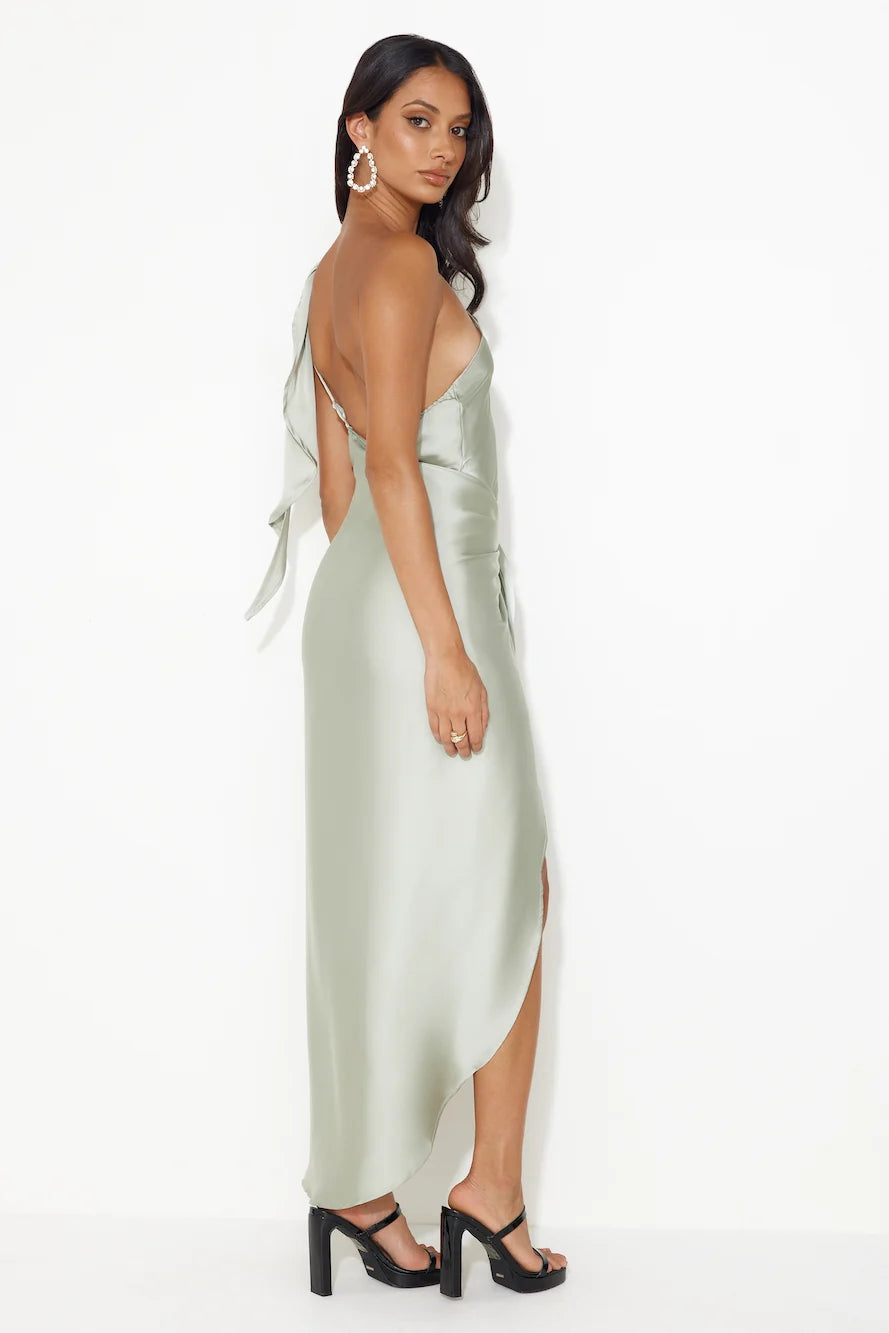 Make Her Move Satin Midi Dress Teal