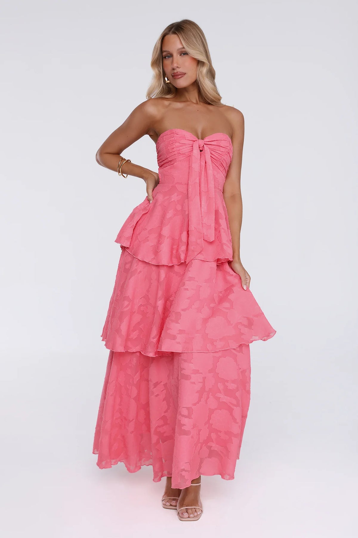 Frost Flare Strapless Maxi Dress Blue