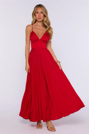 Everything She Wants Satin Maxi Dress Red