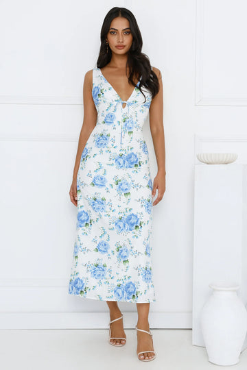Luxe Dreamscape Midi Dress Blue