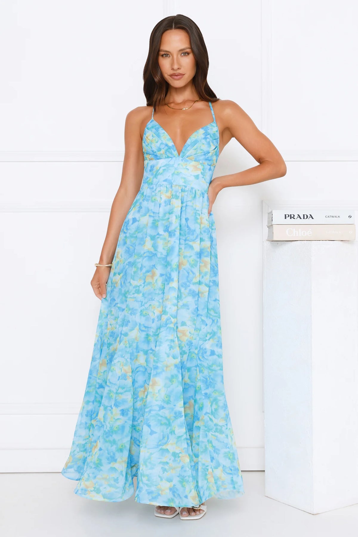 Pretty In Bloom Maxi Dress Blue