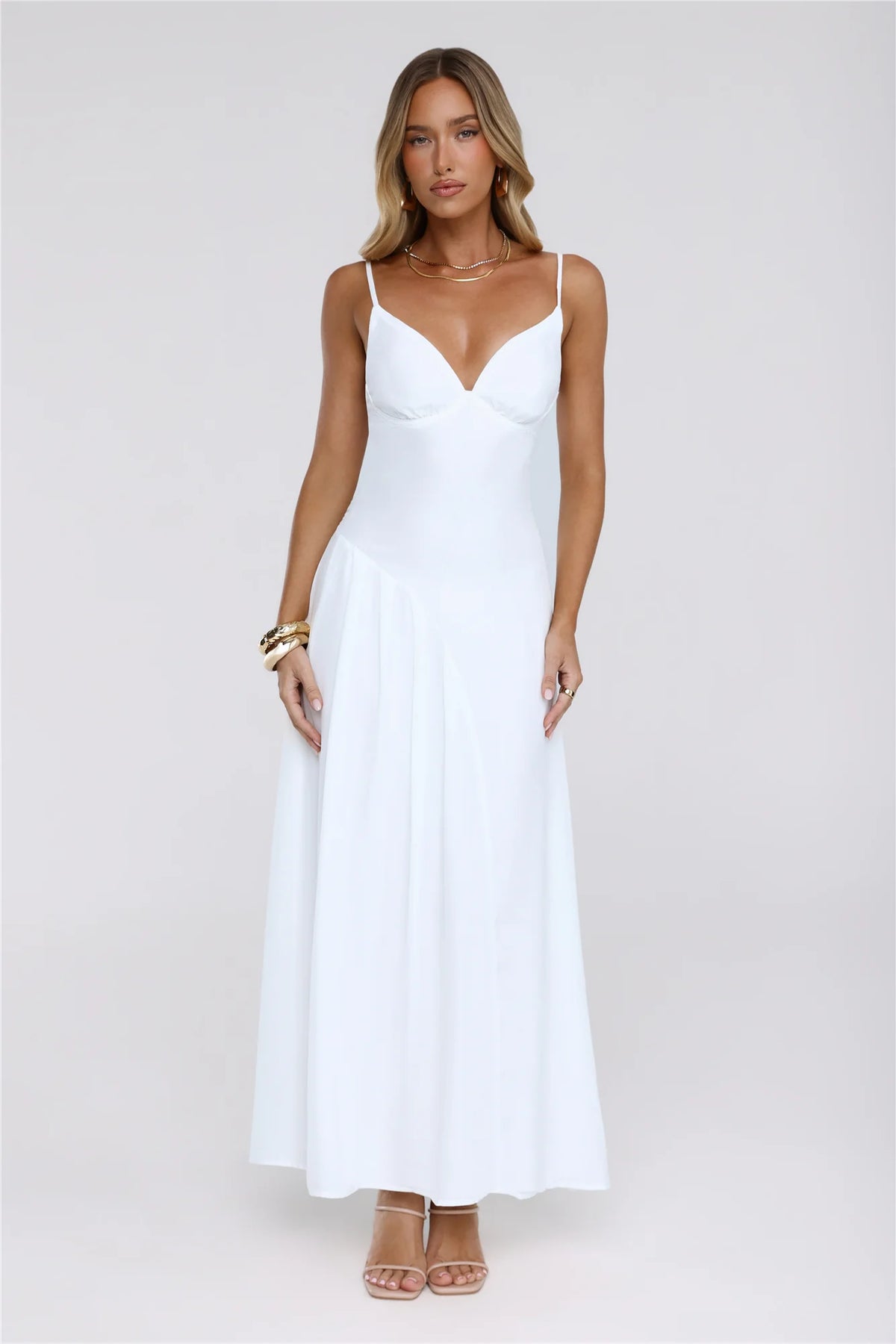 Gilded Whisper Maxi Dress Blue