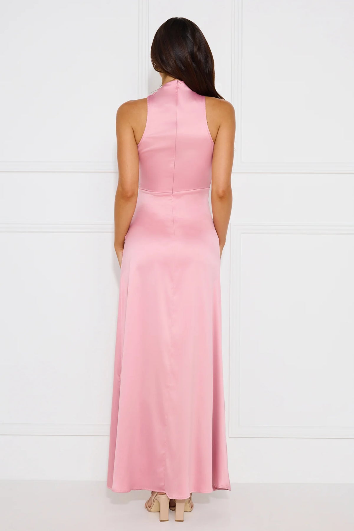 Diamond Cut Satin Maxi Dress Burgundy